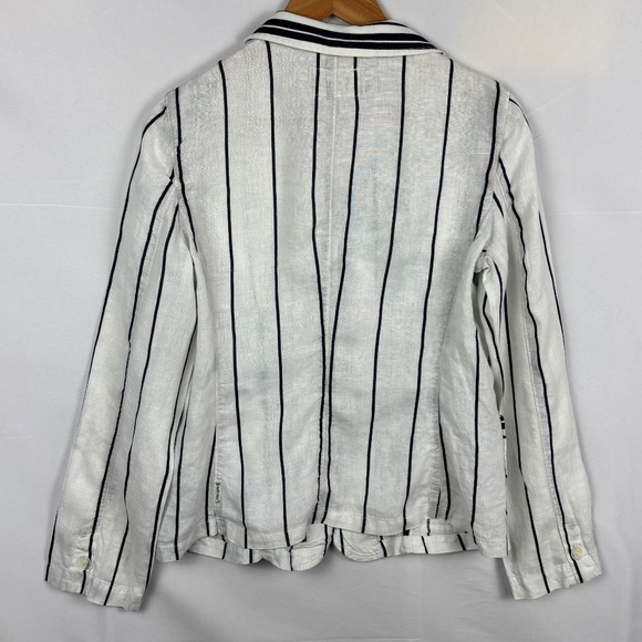 AJ Armani Jeans Women Linen LongSleeve Blazer Sz 12 Made in Italy Classic Preppy - Picture 4 of 14